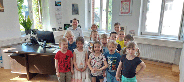 Kita Kinderland Pausa - Besuch beim Bürgermeister