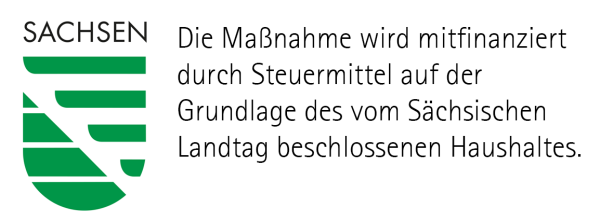 Landessignet Freistaat Sachsen mit Förderhinweis