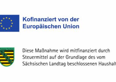 Logo-Kombination EU und Sachsen für Projekt "Kinder stärken 2.0"